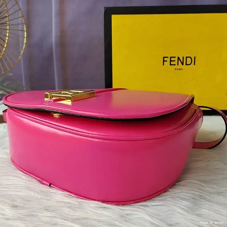 Vintage HOT C'mon Leather Bag Calf Fendi Medium In Rose 0611